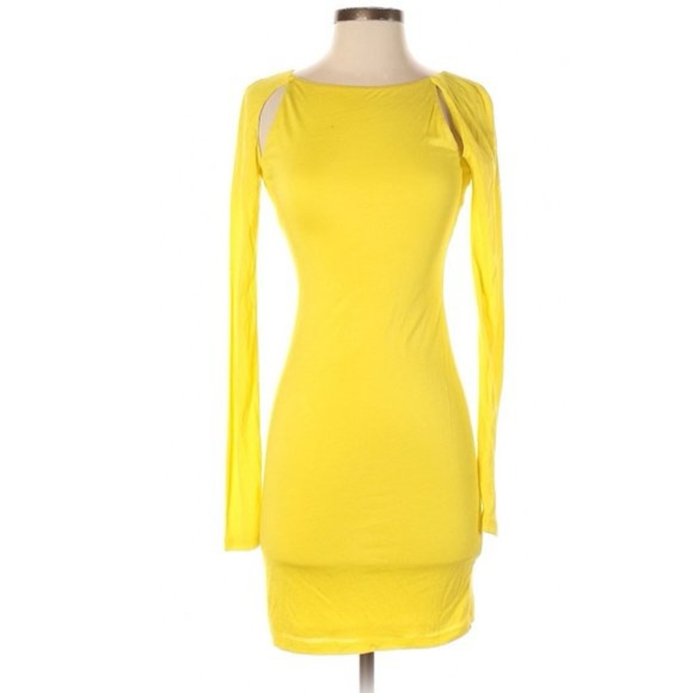 Ladakh Yellow Cold Shoulder Bodycon Dress